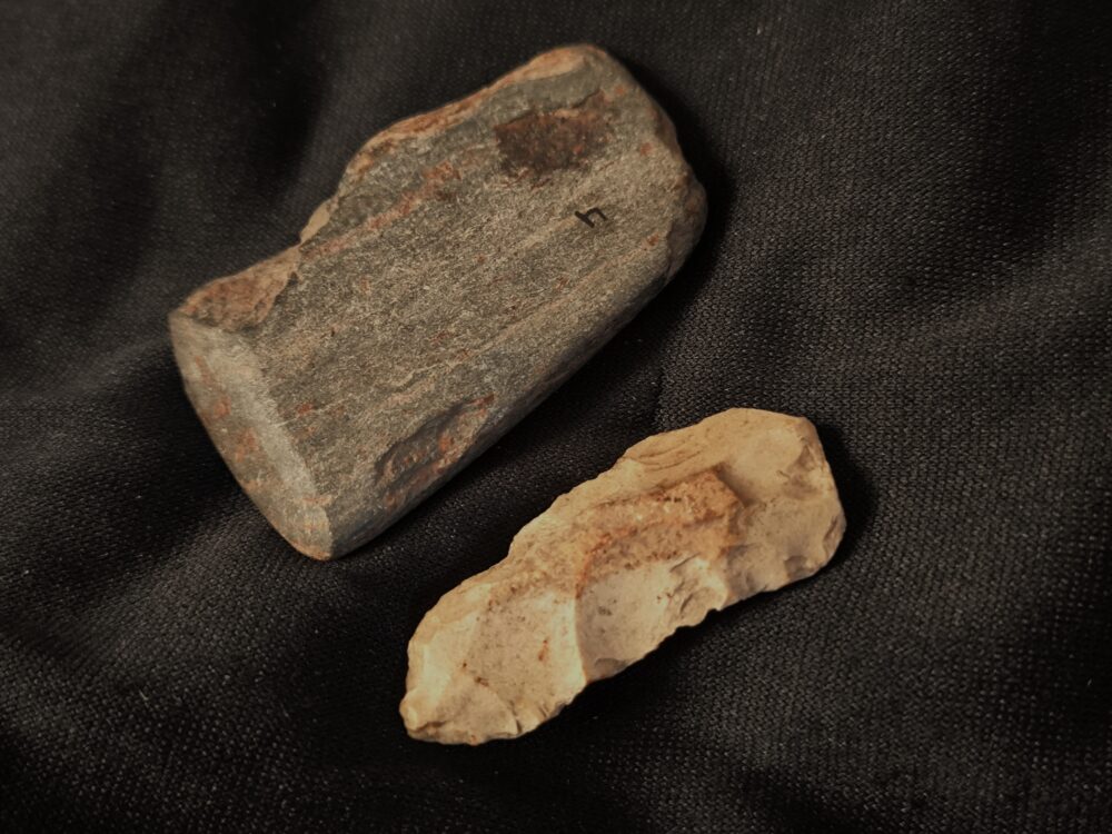 Spitze aus Feuerstein, und Flachhacke, Neolithikum, bei Regensburg